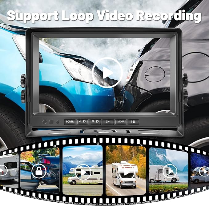 9 Inch DVR Car Monitor Dual Backup Camera Kit HD 1080P Night Vision IP69 Waterproof Rear View Cam 2 Split Screen Back Up Camera Kit for Car/Truck/Trailer/RV/Pickup 12-35V with 32G SD Card