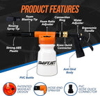 SwiftJet Car Wash Foam Gun + Microfiber Wash Mitt - Foam Cannon Works with Any Soap - Garden Hose Car Foam Sprayer - Car Wash Kit - Car Accessories Foam Blaster (Orange Foam Gun with Mitt)