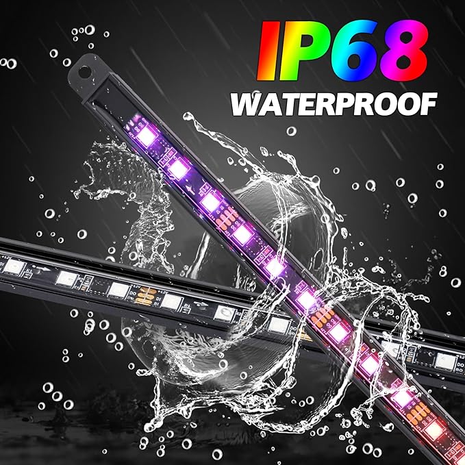 8PCS Car Underglow Light Bar Kit - Wireless App & Remote Control Dreamcolor Chasing Lights, Aluminum Exterior Underbody Multicolor Soundsync Neon Light Strip for Car Truck RV