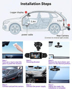 SIXTOP 360 Degree View 4 Channel Dash Cam, 2K Front and 1080P Rear Inside Left Right HD Dash Cam Camera for Cars WiFi & APP Control 8 IR Night Vision Loop Recording G-Sensor Parking Monitoring