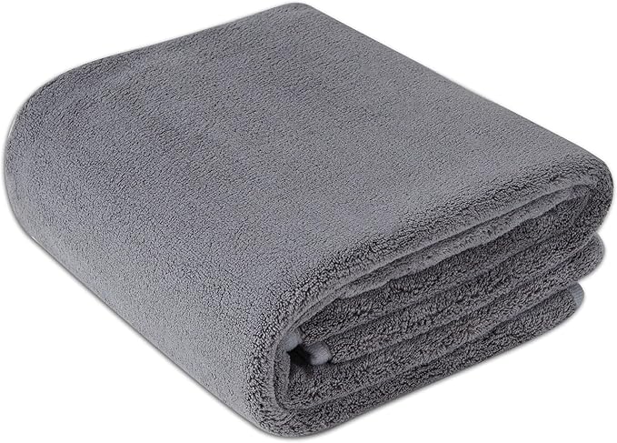 Amazon Basics Super Absorbent Microfiber Car Drying Towel, Streak-Free, Non-Abrasive, 36"L x 25"W, Gray