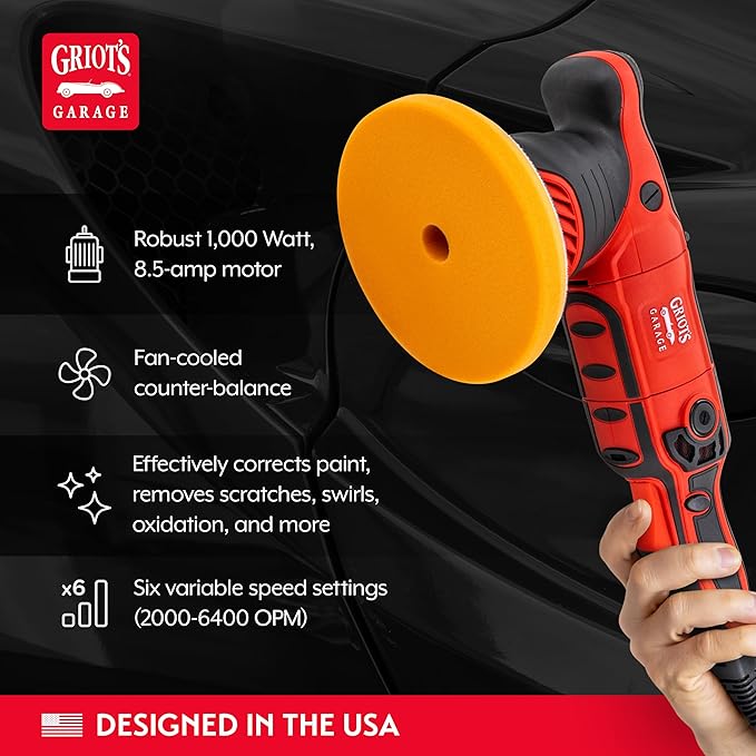 Griot's Garage G9 Random Orbital with Ceramic All-in-One Car Wax, 8oz and 6.5" Orange Buffing Pad, Paint Correction, Auto Detailing Supplies and Accessories