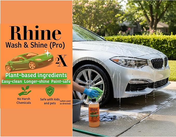Plant-based Eco-friendly Car Wash Soap, Non-Toxic, High-Foam, Concentrated Premium soap with rinse & no-rinse options