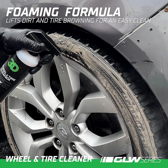 3D GLW Series Wheel & Tire Cleaner – Deep Cleaning All-in-One Formula | Removes Brake Dust, Grime, Tire Browning | Safe on All Wheels | DIY Car Detailing |16 oz