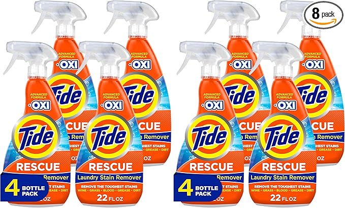 Tide Laundry Stain Remover with Oxi,Rescue Clothes,Upholstery,Carpet and more from Tough Stains,Stain Treater,22 Fl Oz,(Pack of 8)