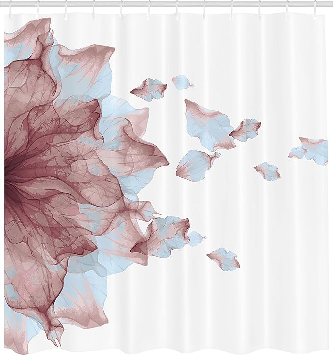 Ambesonne Flower Shower Curtain, Abstract Themed Modern Futuristic Image with Water Like Colored Artwork Print, Cloth Fabric Bathroom Decor Set with Hooks, 69" W x 75" L, Dried Rose