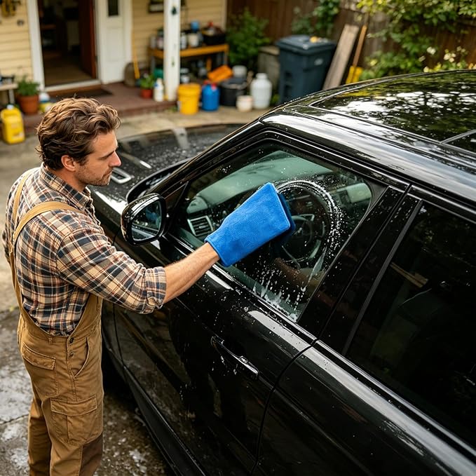 Scratch Free Wash Mitt, Microfiber Car Cleaning Glove, Absorbent 30cm Wash Mitt with Soft Grip, Soft Chenille Cleaning Fabric Tool, Clay Detailing Mitts Design for Auto Motorcycle Use