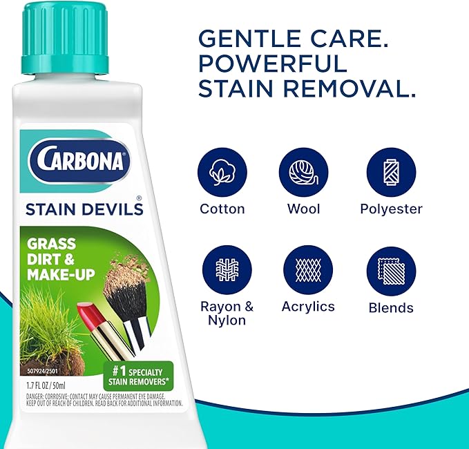 Carbona Stain Devils® #6 | Grass, Dirt & Make-Up | Professional Strength Laundry Stain Remover | Multi-Fabric Cleaner | Safe On Skin & Washable Fabrics | 1.7 Fl Oz, 1 Pack