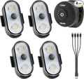 Wireless LED Lights for Car 4PCS- Button and Remote Control Interior Ambient Strobe Light, USB-C 120H 8 Colors IP65 Waterproof Rechargeable Underglow Light for Cars, Trucks, eBike, Motorcycle