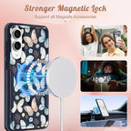 for Samsung Galaxy S25 Edge Case - Compatible with MagSafe Women Girls Cute Magnetic Protective Phone Cover Girly Blue Butterfly Heavy Duty Shockproof Design for Samsung S25 Edge Case