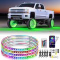 Nilight 4PCS 17.5inch LED Wheel Ring Lights RGB with APP and Remote Control Neon Lights Million Colors w/Turn Signal and Braking Function for Car Van SUV Truck