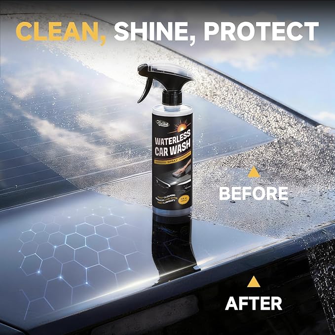 Waterless Car Wash Spray, High-lubricity Ingredients Safe Formula, 3-in-1 Ceramic Protective Coating, Motorcycle Cleaner, Car Cleaning Spray for Detailing, Spray and Wash for SUV, Truck, RV 2 Pack