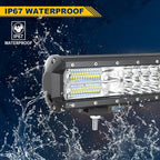 AUXTINGS 18 inch 252W LED Light Bar Triple Row Spot Flood Combo Beam Off Road Lights Waterproof Work Light with Wiring Harness for Jeep Trucks SUV ATV UTV Boat Lights, 12V 24V