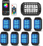 8 Pods 36 LEDs RGB Rock Lights Compatible with 12V Trucks Jeep UTV SUV ATV Boat Golf Cart,Waterproof, Multi-Color App/Remote Control Underglow Lights with Music Mode Plug and Play Easy Installation