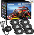 Nilight RGB LED Rock Lights Kit, 6 pods Underglow Multicolor Neon Pod with Bluetooth App Control Flashing Music Mode IP68 Exterior Wheel Well Light for Truck ATV UTV RZR SUV
