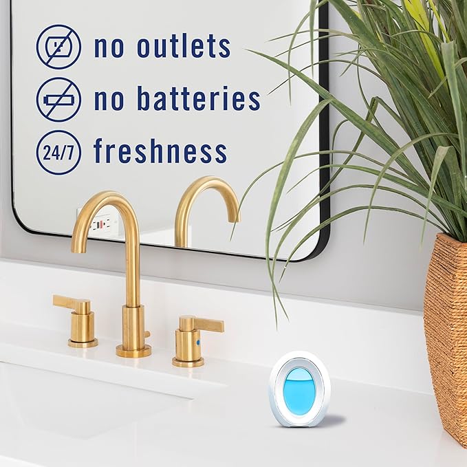 Febreze Bathroom Air Freshener, Odor-Fighting, Plug In Alternative, Air Fresheners for Small Spaces in Home, Bathroom, Kitchen, & Closet, Pet & Litter Box Odor Fighter, Ocean Scent, 4ct