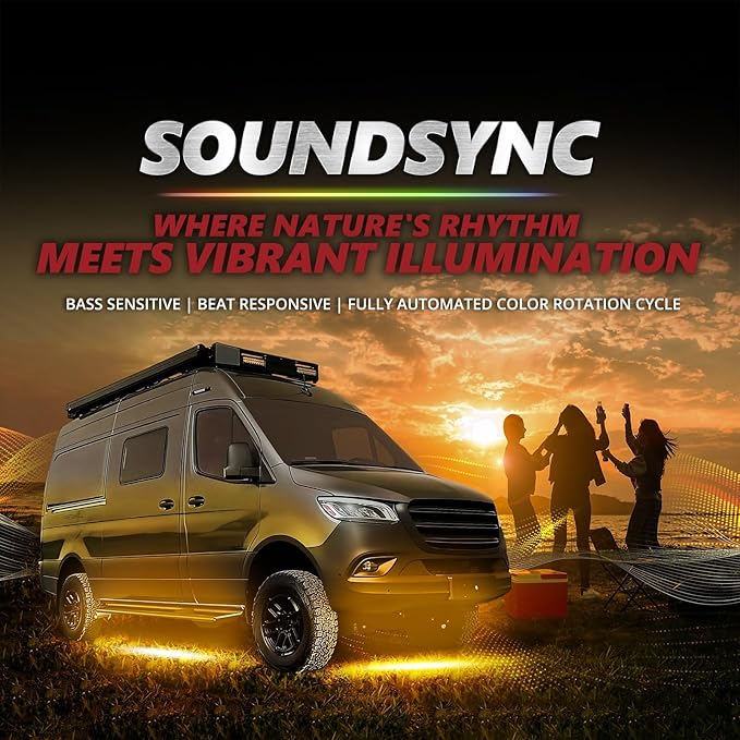 OPT7 Aura Pro RV Exterior Underglow Lights with APP & Remote Control, RGB Multicolor Music Sync, 12V Waterproof Rigid Aluminum LED Light Bar, Outdoor Neon Accent Underbody Kit for Camper Motorhome