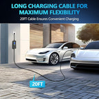 Portable Level 1 and 2 EV Charger,16A 110-240V with Fix Time Charge, 20FT Cable, NEMA 6-20 Plug and NEMA 5-15 Adapter, SAE J1772 EV Electric car Charger, Current Adjustable(NOT for Tesla)