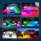 MICTUNING 2026 1000% Bright Q1 MAX RGB+IC LED Rock Lights, 48 LEDs 2 Pods Chasing Dreamcolor Extensible Underglow Multicolor Neon Light Underbody Lighting Kit for Truck ATV UTV Boat (No Controller)