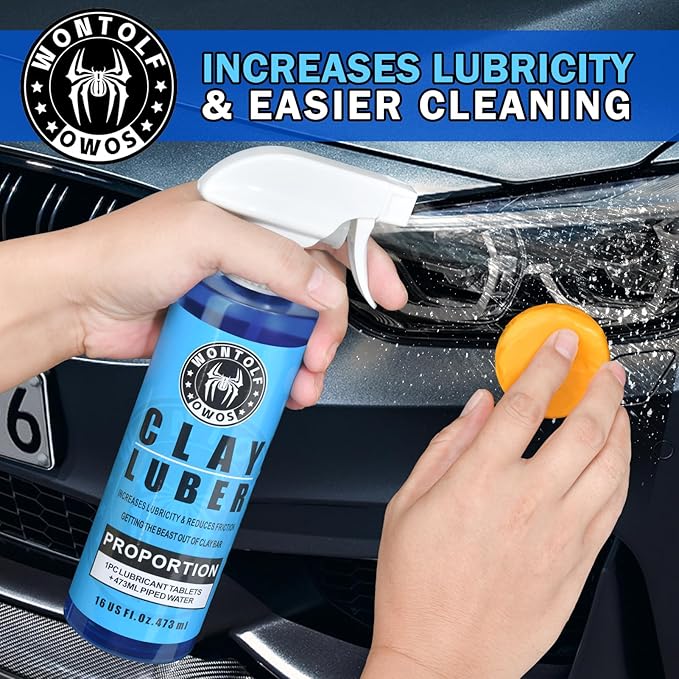 Wontolf Clay Bar Kit, Complete Clay Bars Auto Detailing Clay Luber Lubricant Car Wash Kit, Premium Grade 4 Clay Bars, Lubricant Tablets 10 Pack, Car Detailing Kit for Detailing Cleaning