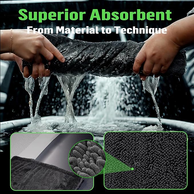 Deedlite Bath Shower Cleaning Cloths, Premium Car Drying Towel | Ultra Absorbent Twisted-Loop Design| Microfiber Towel for Car, Shower Cabin, Household