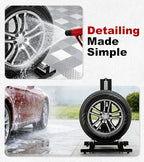 360° Rolling Wheel Detailing Stand, Heavy Duty Steel Wheel Cleaning Stand for Tire, Rim Polishing, Ceramic Coating, Car & Motorcycle Wheel Roller Stand