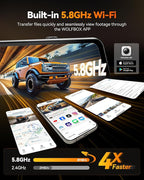 WOLFBOX G900 Tripro Cabin Version 3 Channel 4K Rear View Mirror Camera,8MP STARVIS IMX678 Night Vision,4K+1080P+2.5K Front Inside and Rear Mirror Dash Cam,5.8GHz WiFi,Voice Control,Includes 256GB Card