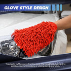 wuyaoyao 2PCS Car Wash Mitt, 10.14"×7.12" Chenille Microfiber Car Wash Mitts, Scratch-Free & Lint-Free, Absorbent Double Sided Clean Glove for Cars Cleaning, Auto Cleaning Supplies (Red)