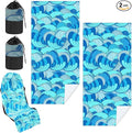 Hahafelt 2 Pack Car Seat Towel Covers with Storage Bag, 63 x 32 Inch Universal Non Slip Waterproof Sweat Protector for Car Truck, Gym Swimming Running, Machine Washable (Waves)