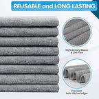 FIXSMITH Grey Microfiber Cleaning Cloth -Pack of 8, Highly Absorbent Cleaning Rags, 16"X12" All Purpose Cleaning Towels for Housekeeping, Kitchen, Car, Lint Free and Reusable Microfiber Towels
