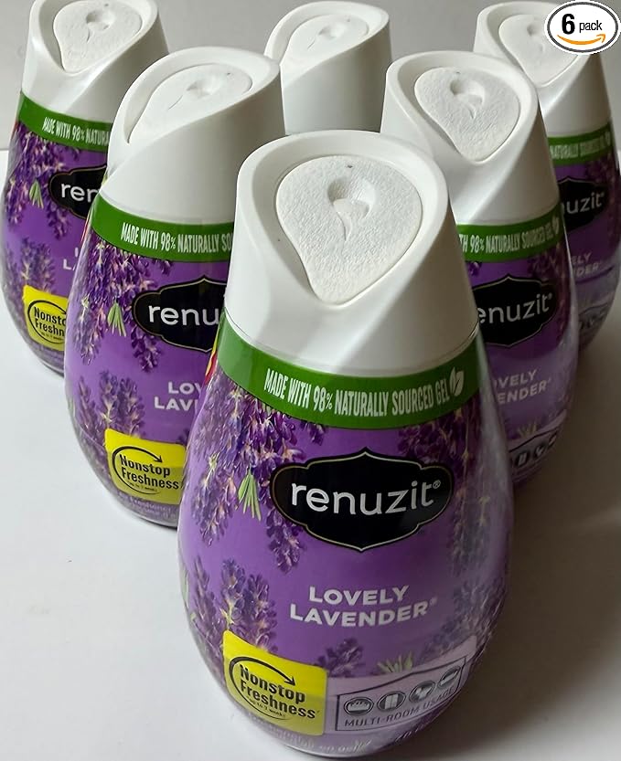 Renuzite Adjustable Gel solid Air Freshener Cone, lovely lavender Scent, Nonstop Freshness, 7oz Cone, 6 Count, brand is Renuziteee