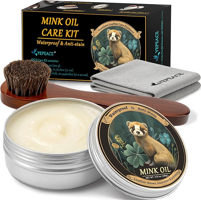 Mink Oil for Leather Boots, Leather Cleaner and Conditioner 3.53oz, All-Natural and Waterproof