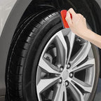 Car Tire Shine Applicator,Vegan Tire Shine Applicator with Curved Brush Head - Large Automotive Tire Dressing Applicator Brush with Storage Stand for Tire Detailing, 3.6 Inch -2pcs (Black&Red)