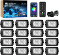MICTUNING Q1 RGBW LED Rock Lights, APP & Remote Dual Control, 16 Pods Pure Color Underglow Neon Lighting with Wiring Switch Kit for Trucks Cars ATV UTV Golf Carts (2 Year Warranty)