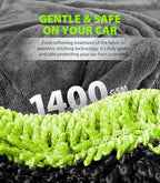 KKV Full-Sized SUV Drying Towel, 48”x24” Dual Sided Microfiber Car Cleaning Towel with Twisting Yarn Technique, 1400GSM Super Absorbent, Scratch-Free, Machine Washable (Darkgray-GreenYellow)