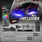 OPT7 Aura Pro Underglow LED Lights Kit for Cars with APP & Remote Control, RGB Multicolor Modes, Music Sync, Waterproof Rigid Aluminum Light Bar, Exterior Neon Accent Underbody Lighting, Car Gifts