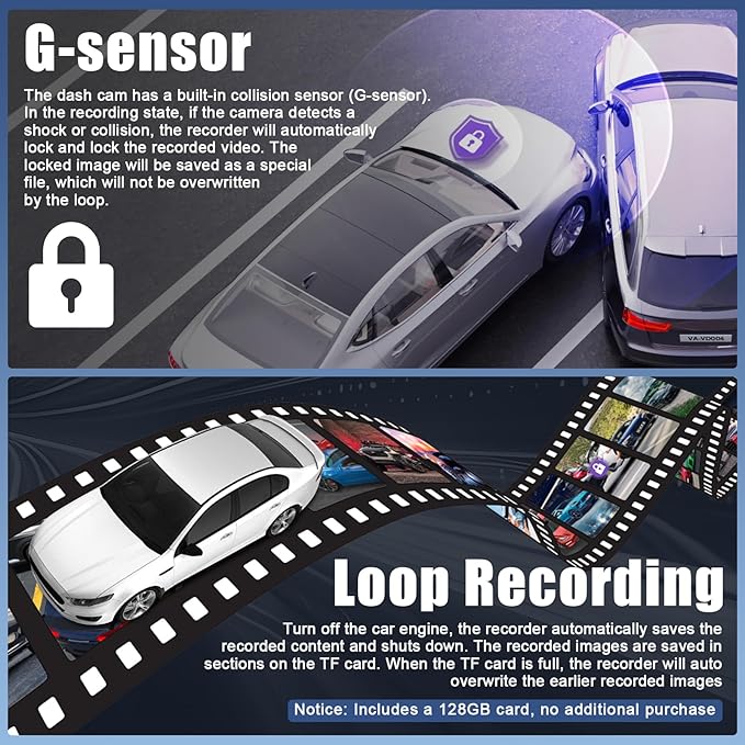 4K Dash Cam fit for Audi 2019 2020 2021 2022 2023 2024 A4 A6 Allroad A3 A5 Q5 S4 S6 Q7 A8 S8 TT A7 S5 Q3 S3 S7 RS3 RS5 RS6 e-tron (Model A), OEM Look, UHD 2160P Video, WiFi & APP, 128GB Card