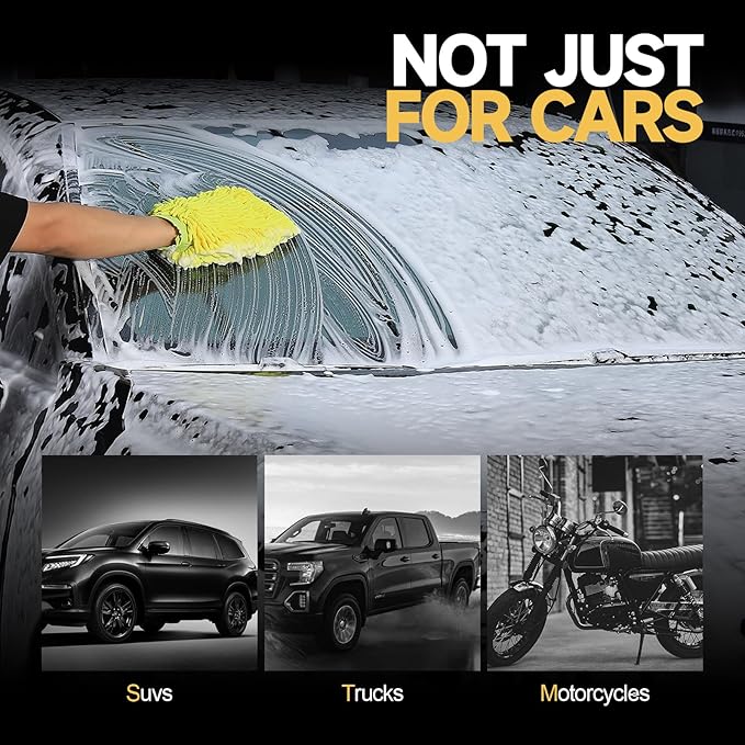 toretark Microfiber Car Wash Mitt, Car Sponge Wrapped in Soft, Plush Fiber Cloth Material, Safe Washing with Any Car Soap, Bucket, Foam Gun, Foam Cannon, Other Cleaning Supplies