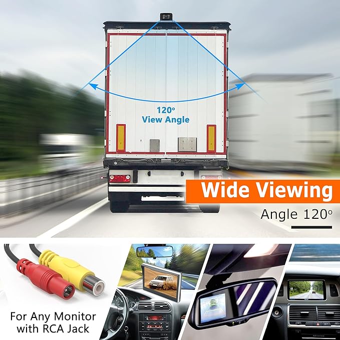 Heavy Duty Truck RCA Backup Camera with Night Vision, IP68 Waterproof & CCD Sensor - Rear View Camera for RV, Trailer, Bus, Van, Excavator - Includes RCA (CVBS) Cable