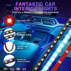 LivTee Accent Interior Car Lights, Smart Car Interior Lights with App Control, RGB LED Lights with Music Mode and DIY Mode, 2 Lines Design LED Lights for Cars with 12V Cigarette Lighter Adapter
