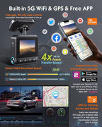Sarmert C1 5K Dash Cam Front - Built-in GPS and 5G WiFi, Sony STARVIS Sensor, HDR Night Vision Car Camera, 5K/4K/2.5K UHD Dash Camera for Cars, Loop Recording, WDR, G-Sensor, 24H Parking Mode