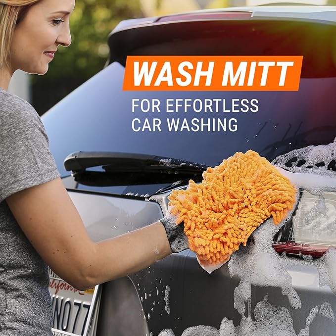 Armor All Microfiber Car Wash Mitt, Car Wash Glove for Clean Cars, Trucks, Motorcycles, 2 Each