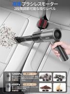 Mini Car Vacuum Portable Cordless with LED Light, 12000PA Powerful Suction, 80W High Power, One-Click Empty, Dual Hepa Filter, Car Vacuum Cleaner & Air Duster for Home, Desk, PC, Keyboard
