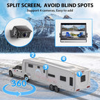 eRapta HD 1080p Backup Camera System Kit,10-inch Reversing Monitor with Quad Split Recording IP69 Waterproof, Rear View Side View Cameras, Backup Camera for RV Truck/Trailer/Tractor/Box/Camper AYX104
