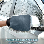 Qilmy Navy Blue Microfiber Chenille Car Wash Sponge Scratch Free Car Wash Mitt Absorbent Mitt Sponge for Trucks SUVs Car Washing Home Cleaning, Large