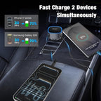 Retractable Car Charger USB C, 90W Super Fast Car Adapter for iPhone 17 Pro Max/Air/16/iPad/Samsung S26, USBC Android Phone Accessories, Dual 45W PPS Cigarette Lighter Adapter Plug with Type C Cable