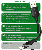 Headset Bypass Activate Cable for Motorcycle CarPlay Activation, USB-A to 8Pin CarPlay Adapter for Motorcycle, Compatible with Harley, Honda Gold Wing, Indian Motorcycles
