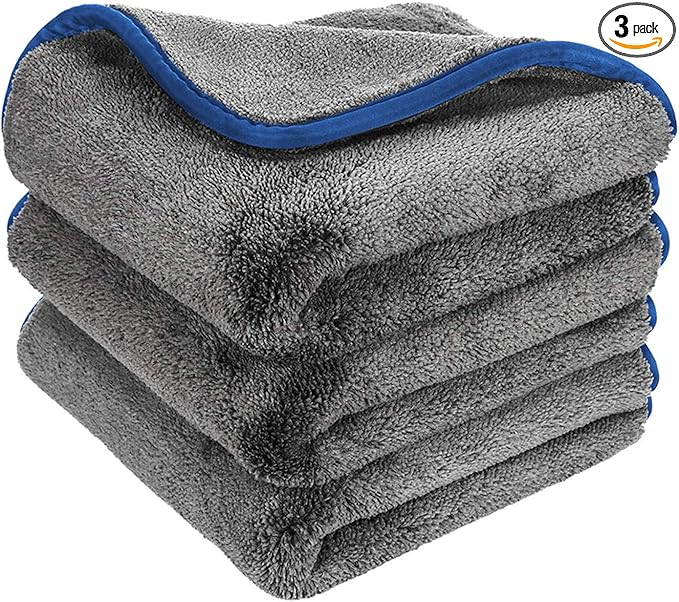 Microfiber Towels for Cars, Healsell Car Drying Towel, Premium Professional Soft Microfiber Drying Towel, 1200 GSM Ultra Thick - Lint Free Microfiber Car Towels 16'' x 16'' (3 Pack)