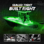 OPT7 Aura Marine Boat Lights LED with App & Remote Control, 4PCS Waterproof Light Strip, RGB Multi Color & Music Sync Interior Deck Lighting Kit for Night Fishing Pontoon Bass Sailboat Yacht Kayak 12V