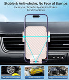 Wireless Car Charger, MOKPR 15W Fast Charging Auto-Clamping Car Mount Hands-Free Car Charger Mount for Dash Windshield Air Vent Compatible with iPhone 16 15/14/13/12, Samsung S23/S22/S21 Pink